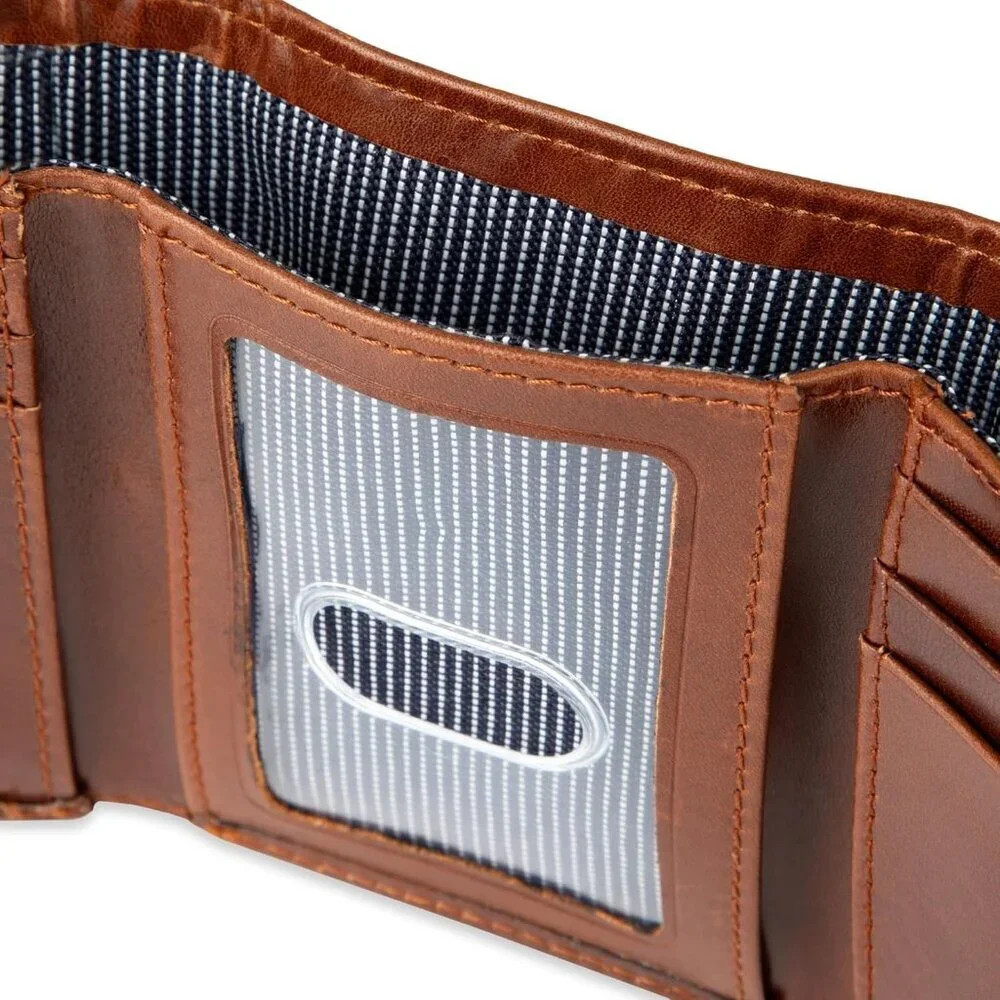 Men's Dark Tan Wallet Style Includes Window Credit Card Holder Designed